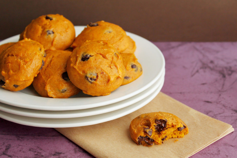 Soft pumpkin cookies, one half eaten